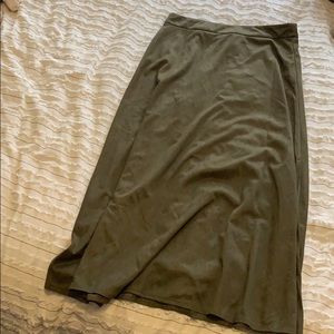 Faux suede midi skirt